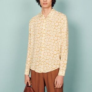 Sandro Printed Shirt In Ecru Size Medium